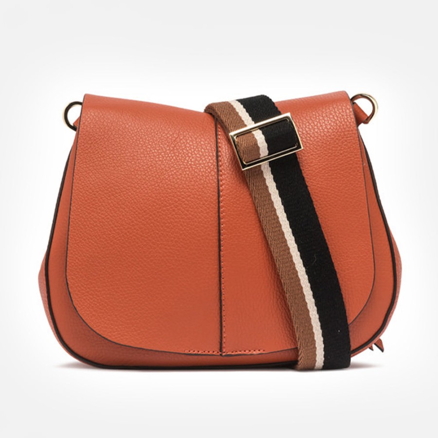 Best GIANNI Orange Leather Helena Saddle Bag