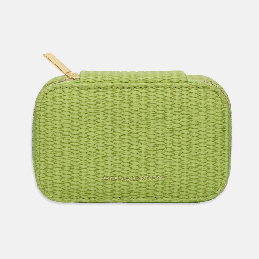 New ESTELLA BARTLETT Green Rattan Mini Jewellery Box