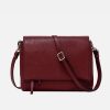 New GIANNI Dark Red Leather Three Flap Bag