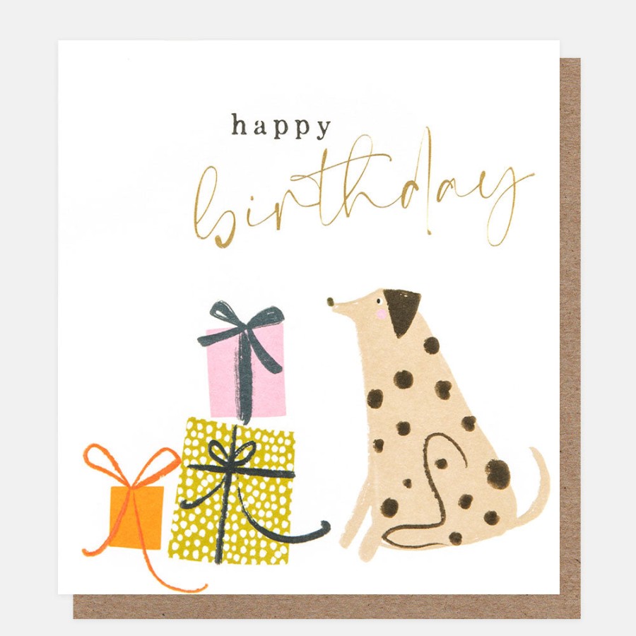 Wholesale CAROLINE GARDNER Spotty Dog With Presents Birthday Card