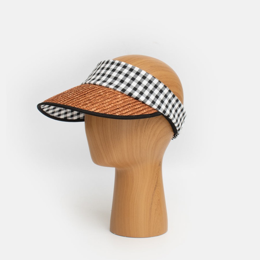 Wholesale FERRUCCIO VECCHI Gingham Band Straw Visor