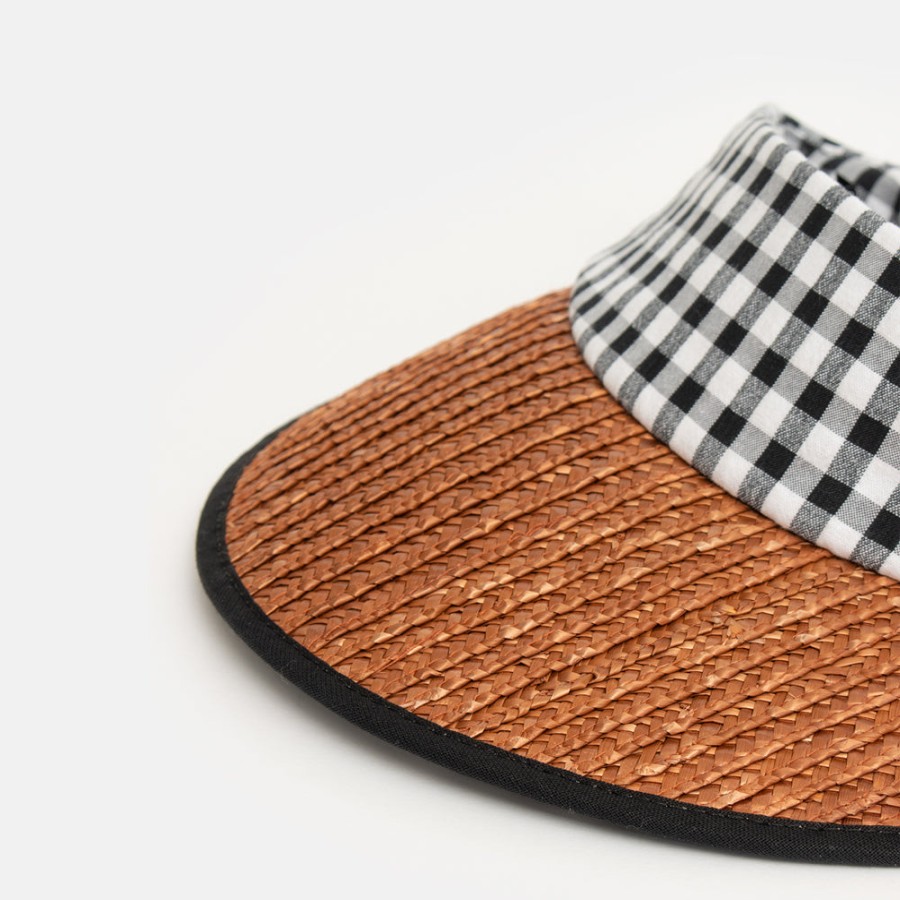 Wholesale FERRUCCIO VECCHI Gingham Band Straw Visor