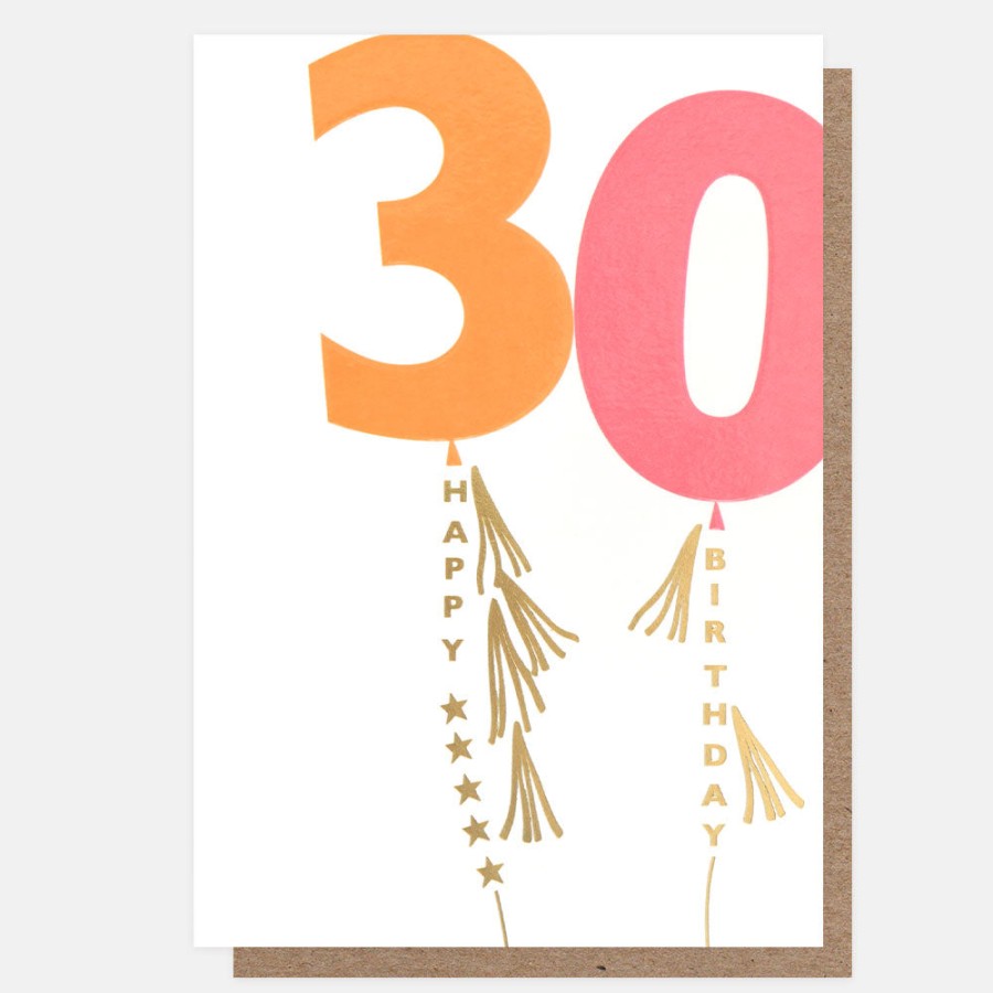 Best Caroline Gardner Orange/Pink Balloon 30Th Birthday Card