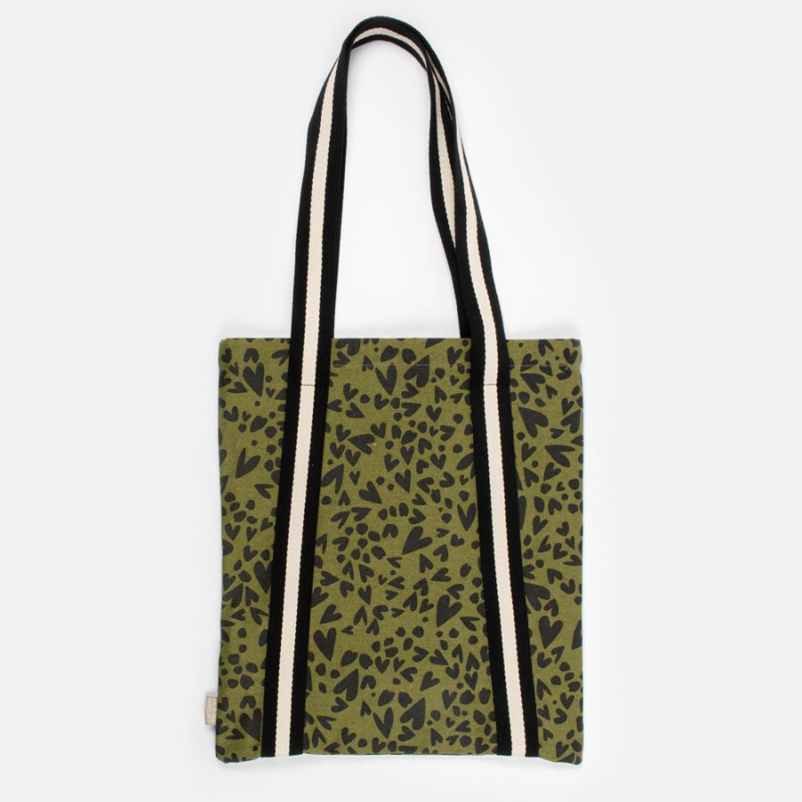 Clearance CAROLINE GARDNER Khaki/Black Heart Tote Bag