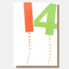 Clearance Caroline Gardner Orange/Green Balloon 14Th Birthday Card