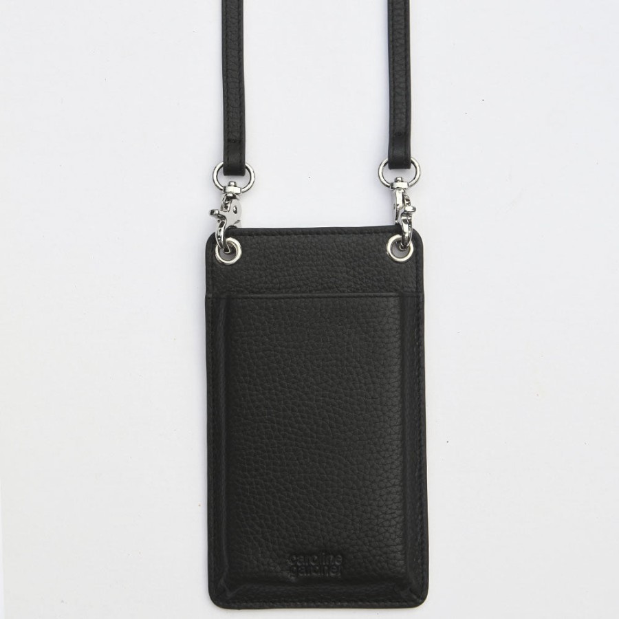 Best Caroline Gardner Black Leather Phone Pouch