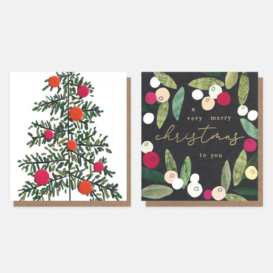 Best CAROLINE GARDNER Tree, Baubles & Mistletoe Charity Christmas Cards Pack Of 8