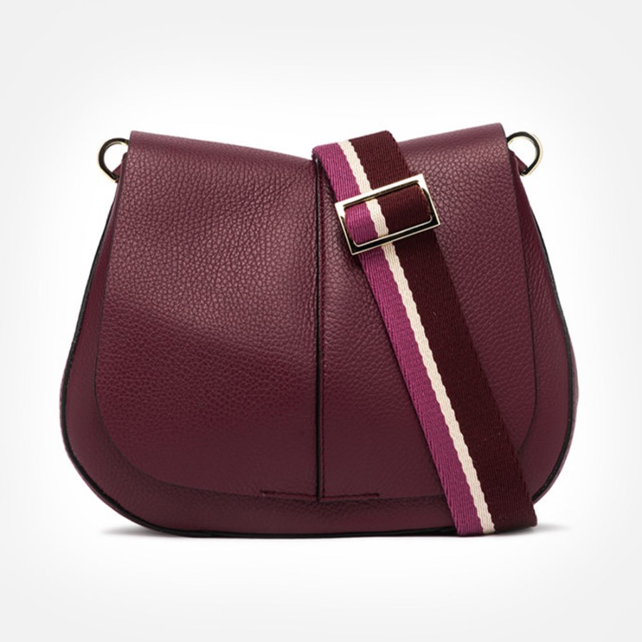 Online GIANNI Red Beet Leather Helena Saddle Bag