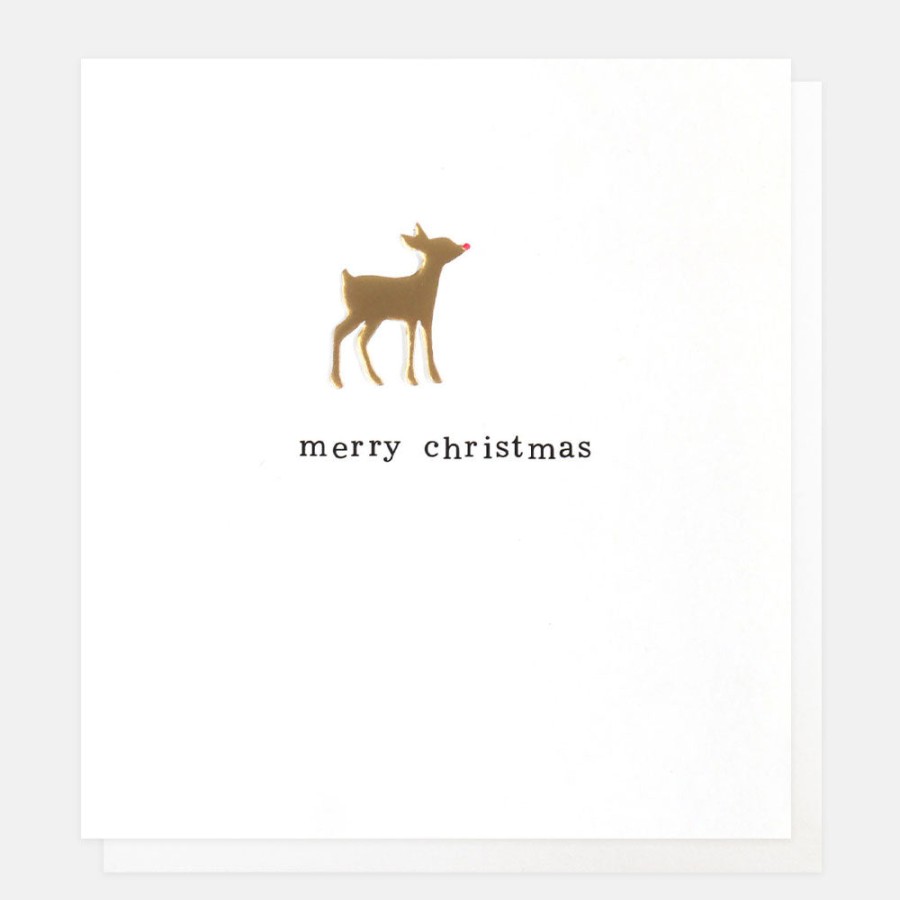 Online CAROLINE GARDNER Gold Embossed Deer Christmas Card