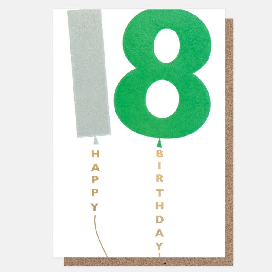 Best Caroline Gardner Grey/Green Balloon 18Th Birthday Card