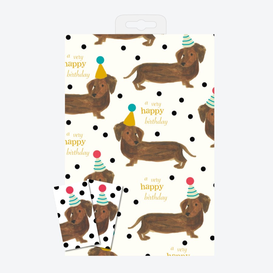 Online Caroline Gardner Party Dog Wrapping Paper And Tags Set Of 2