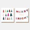 Hot CAROLINE GARDNER Cut Out Trees And Bunting Charity Christmas Cards Pack Of 8