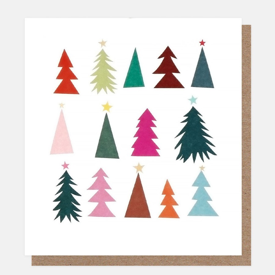 Hot CAROLINE GARDNER Cut Out Trees And Bunting Charity Christmas Cards Pack Of 8