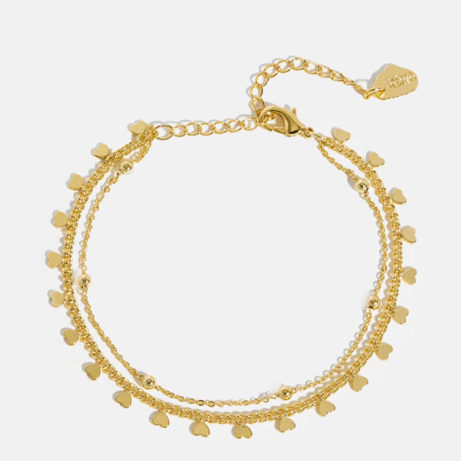 Hot ESTELLA BARTLETT Gold Plated Double Chain Heart Bracelet