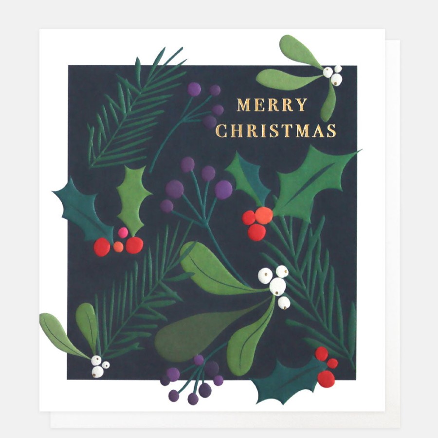 Clearance CAROLINE GARDNER Christmas Foliage Charity Christmas Card Pack Of 8