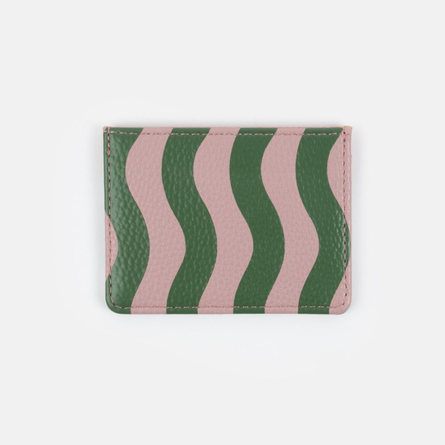 Hot CAROLINE GARDNER Pink/Green Wave Stripe Cardholder