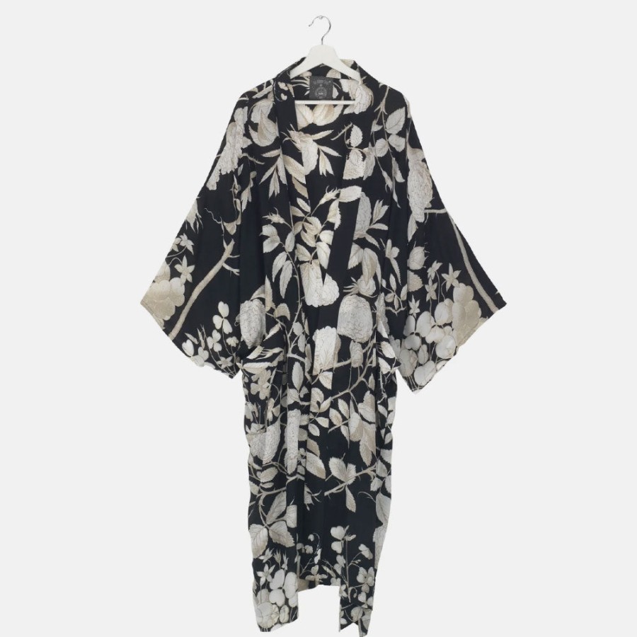 Wholesale ONE HUNDRED STARS Rosebush Black Long Kimono