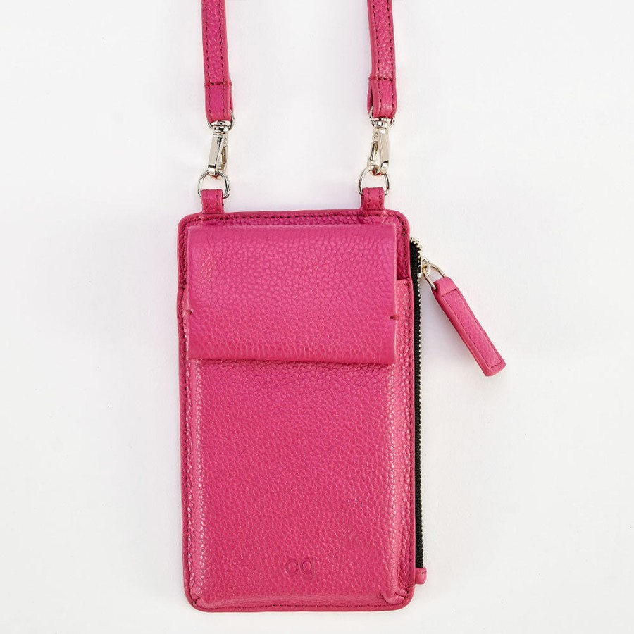 Hot Caroline Gardner Fuscia Pink Leather Phone Bag