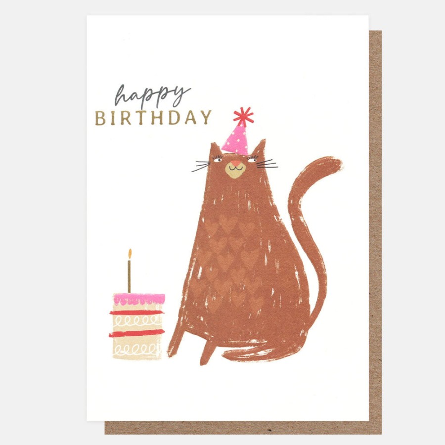 Clearance Caroline Gardner Cat With Cake Birthday Card