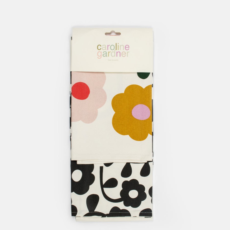 Best CAROLINE GARDNER Multi/Mono Floral Set Of 2 Tea Towels