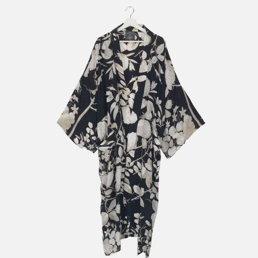 Online ONE HUNDRED STARS Rosebush Black Long Kimono