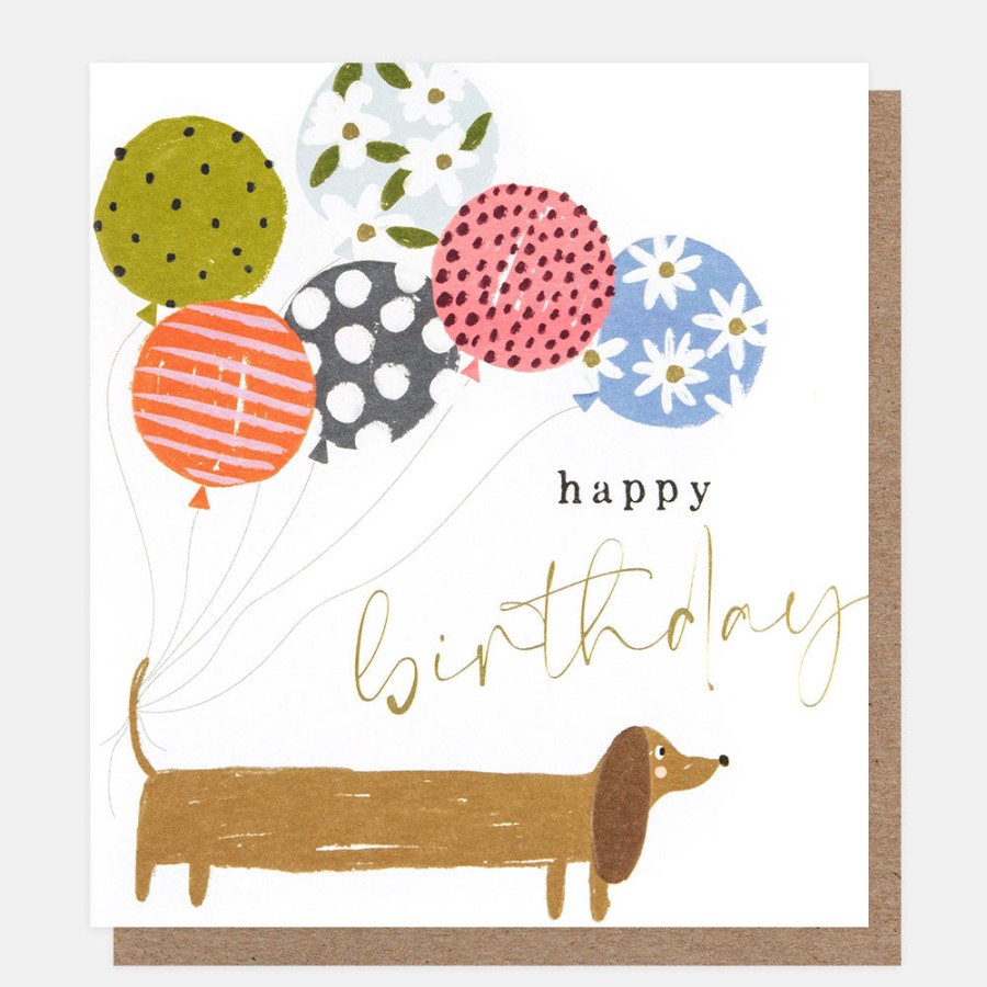 Hot CAROLINE GARDNER Sausage Dog With Balloons Birthday Cards