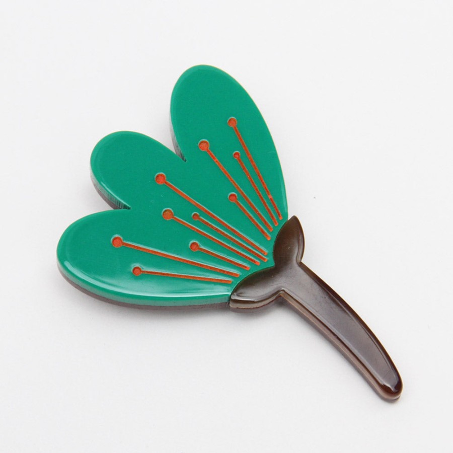 Clearance PARKSIDE Green Flower Brooch