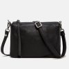 New GIANNI Black Leather Three Crossbody Bag