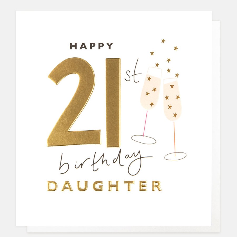 New CAROLINE GARDNER Champagne Flutes 21St Birthday Card For Daughter