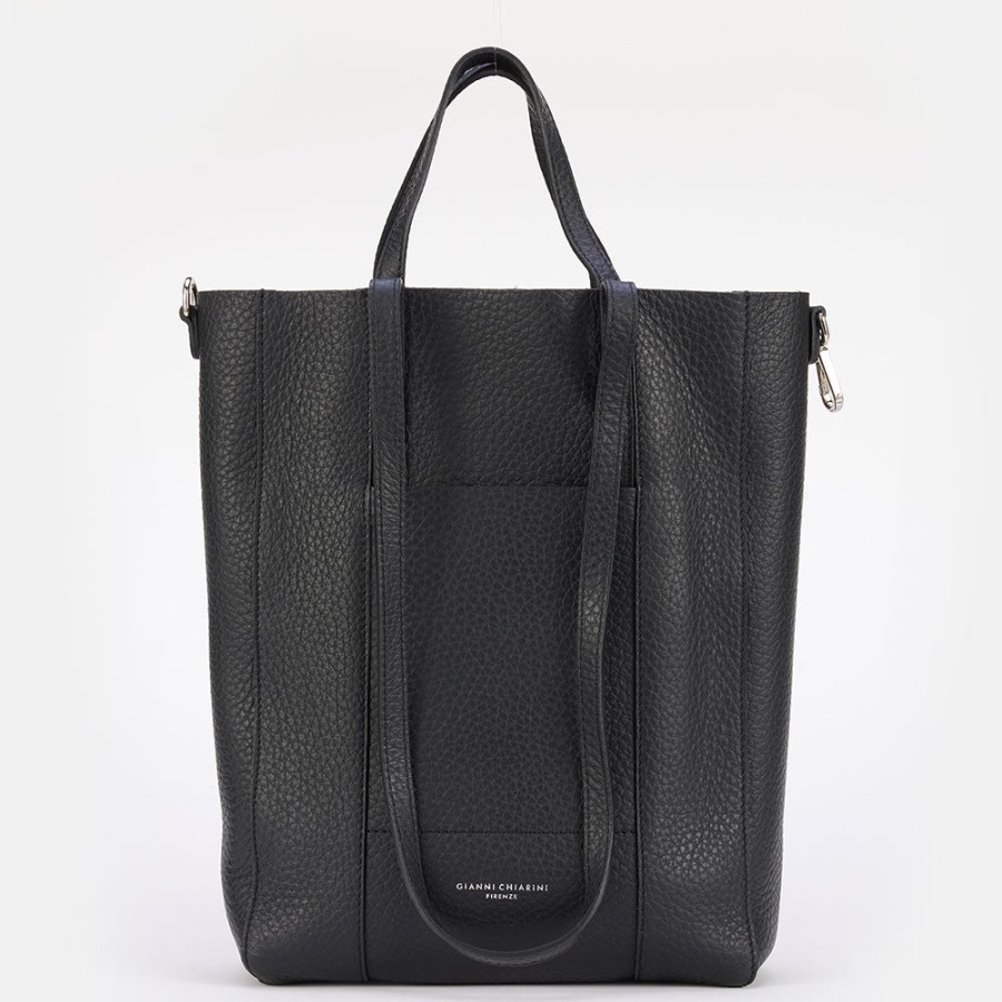 Clearance GIANNI Black Leather Tall Superlight Tote Bag