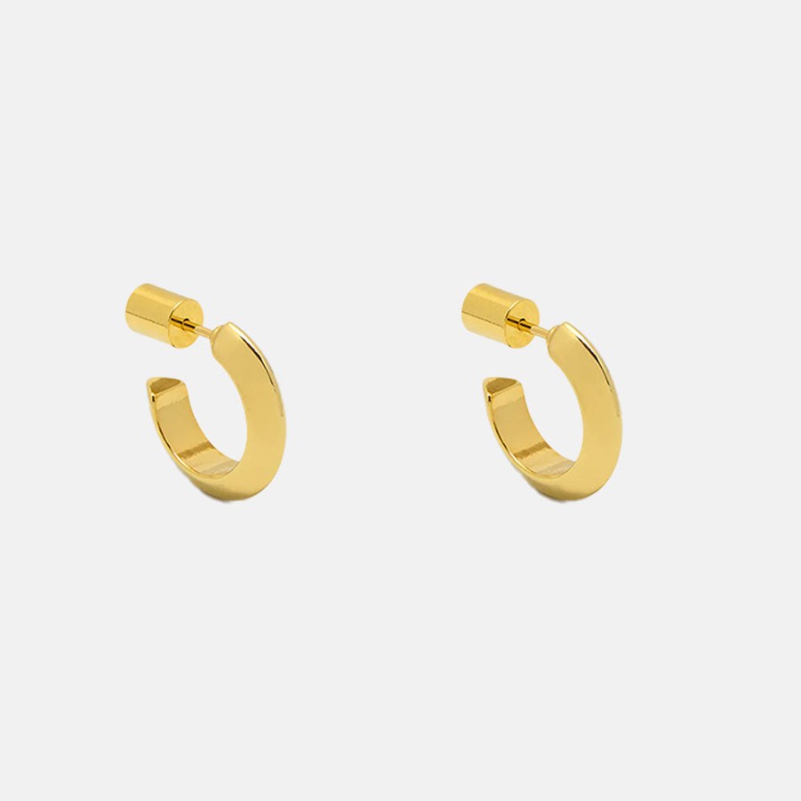 New ESTELLA BARTLETT Gold Plated Mini Edge Hoop Earrings