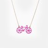 Best TITLEE Pink Bicycle 24K Gold Gilded Necklace