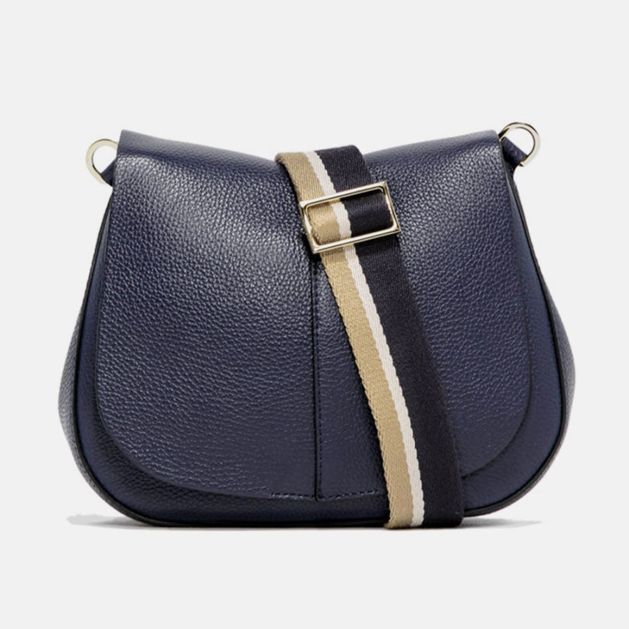 Hot GIANNI Navy Leather Helena Saddle Bag