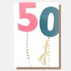 Best Caroline Gardner Pink/Blue Balloon 50Th Birthday Card