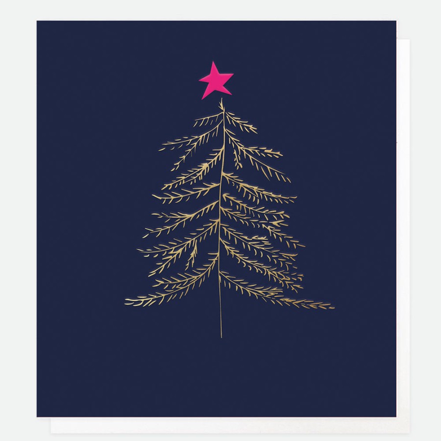 Best Caroline Gardner Navy/Gold Tree Personalised Christmas Cards