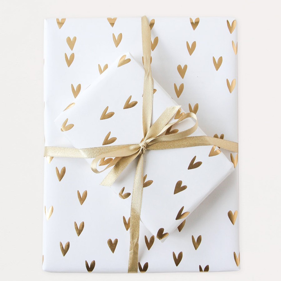 Best Caroline Gardner Foil Hearts Wrapping Paper