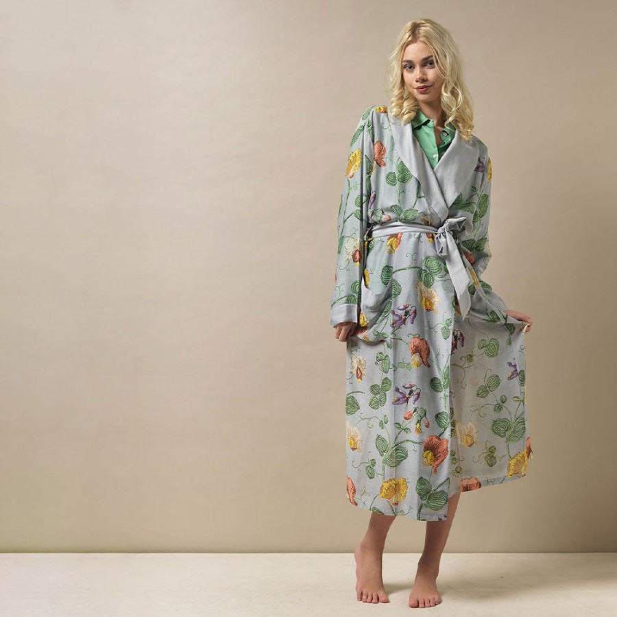 Hot ONE HUNDRED STARS Pale Blue Sweet Pea Lightweight Dressing Gown