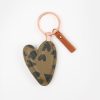 New CAROLINE GARDNER Khaki Printed Heart Keyring