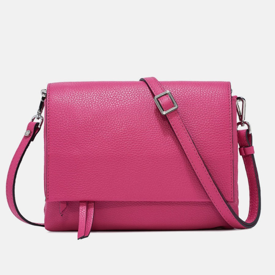 Best GIANNI Bright Pink Leather Three Flap Bag