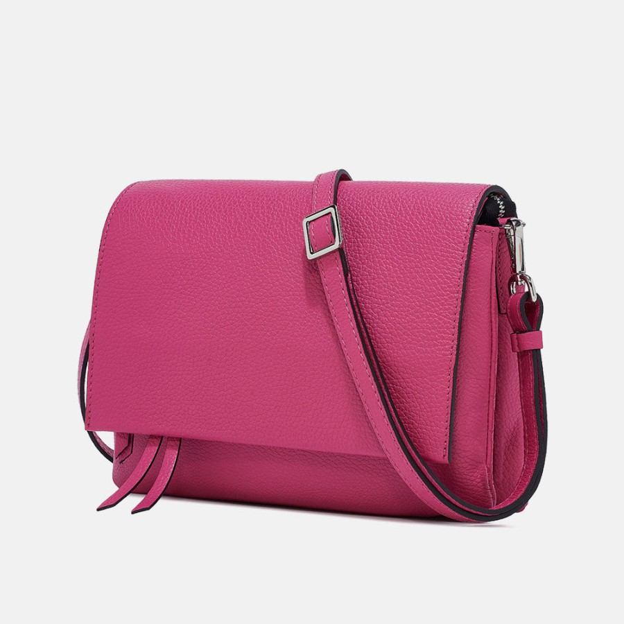 Best GIANNI Bright Pink Leather Three Flap Bag