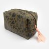 Clearance CAROLINE GARDNER Khaki/Black Heart Cube Cosmetic Bag