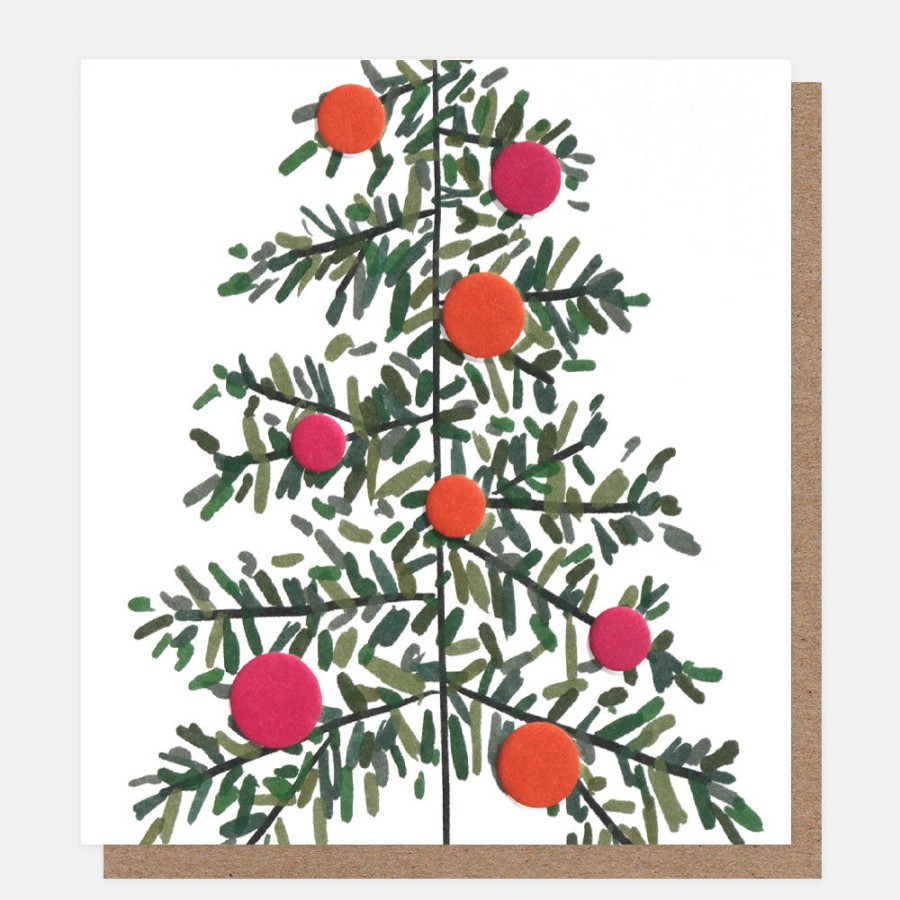 Clearance CAROLINE GARDNER Tree, Baubles & Mistletoe Charity Christmas Cards Pack Of 8