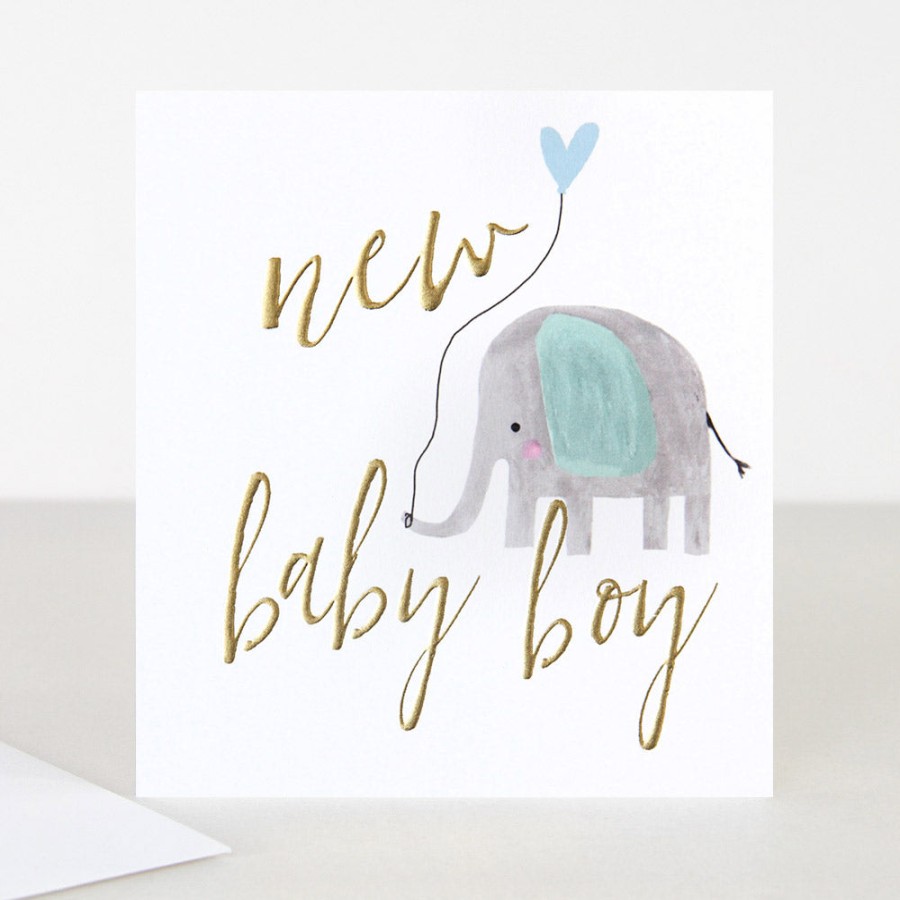 New Caroline Gardner Elephant Balloon New Baby Boy Card