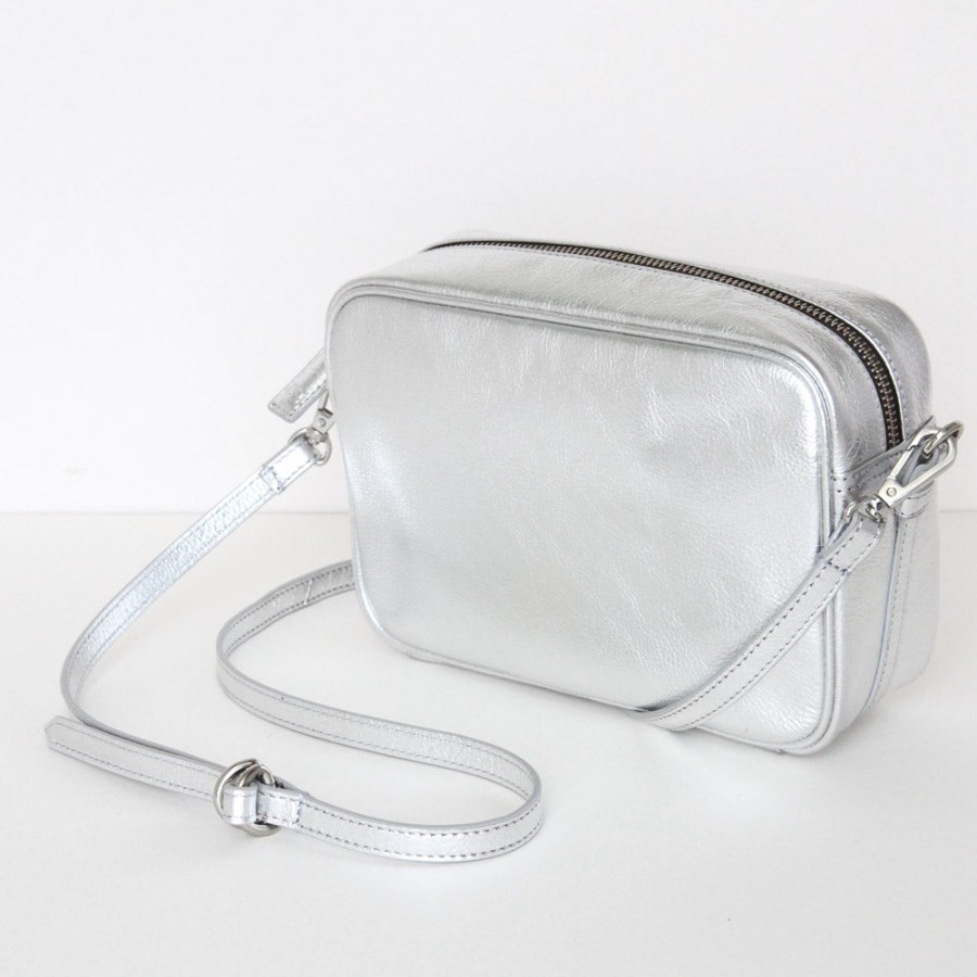 Hot Caroline Gardner Silver Leather Camera Bag