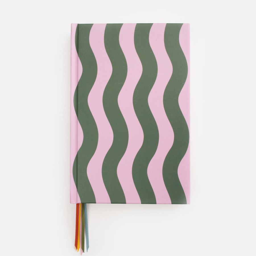 Online CAROLINE GARDNER Pink/Green Wave Stripe Multi Ribbon Notebook