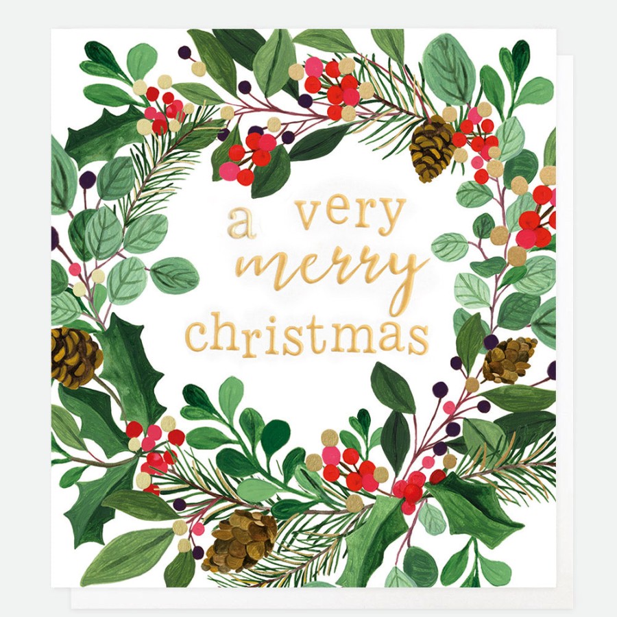 Hot Caroline Gardner Wreath Personalised Christmas Cards