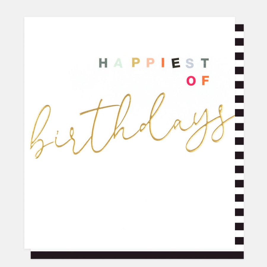 Hot CAROLINE GARDNER Gold Calligraphy Happiest Of Birthdays Card