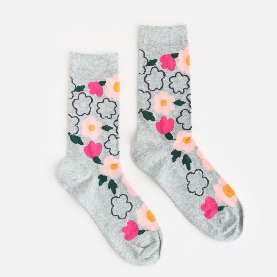 Clearance Caroline Gardner Grey Floral Socks