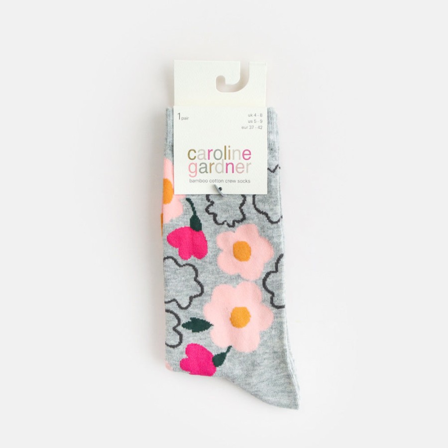 Clearance Caroline Gardner Grey Floral Socks