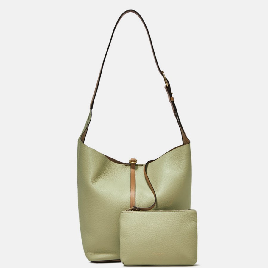 New GIANNI Soft Green Leather Cora Tote Bag